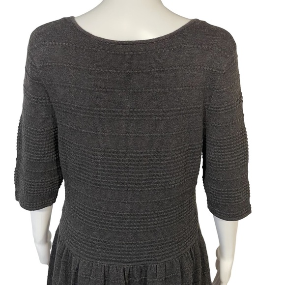 Vince Camuto Dark Grey Ribbed Pointelle 3/4 Sleeve Stretch Sweater Dress Sz L - Picture 6 of 10